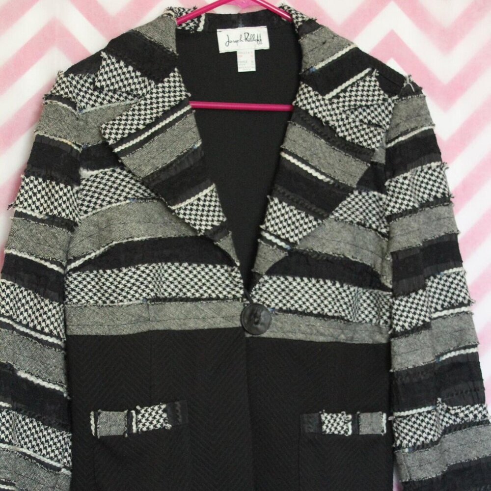 Vintage Patchwork Blazer Jacket Size 12 - image 2